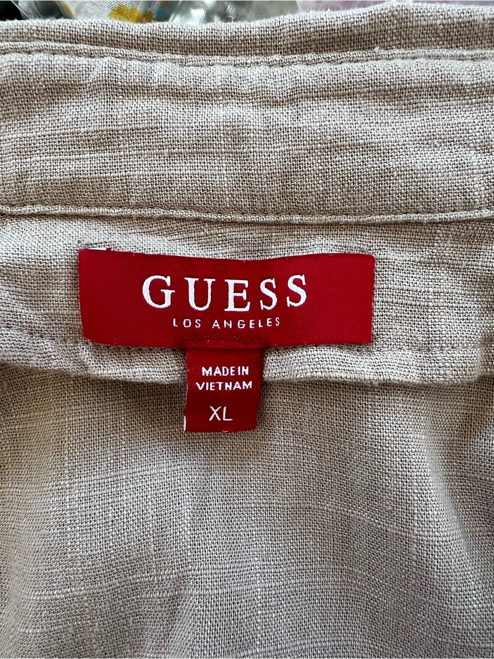 Guess Tan Wrap Crop Top Linen Blend Woven Dolman Sleeve XL Festival - Picture 12 of 13